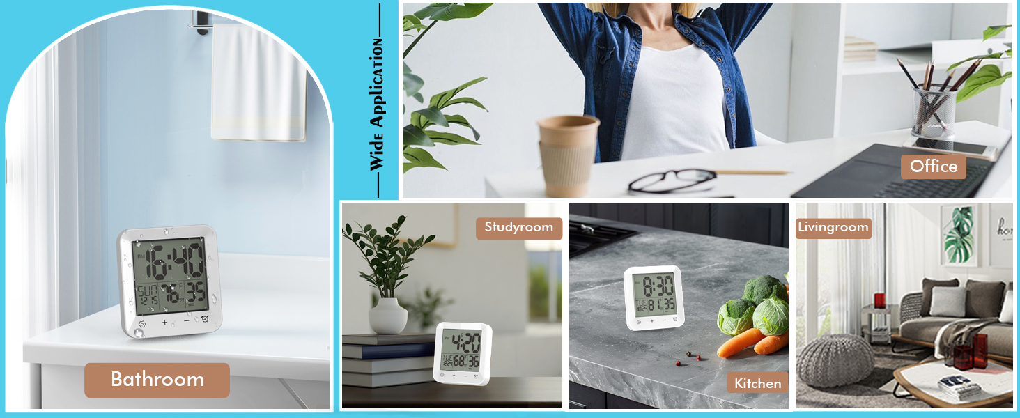 digital wall clock waterproof bathroom clock