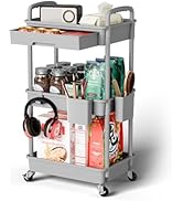 Sorgion 3 Tier Small Rolling Cart Organizer,Laundry Room Bathroom Organizers and Storage Office S...