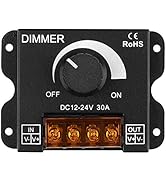 SUPERNIGHT LED Light Strip Dimmer, DC12V-24V 30A PWM Dimming Controller for Dimmer Knob Adjust Br...