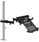 WALI Laptop Pole Mount, Adjustable Laptop Arm Holder Fits 10 to 15.6 inch Laptops, 2-in-1 Full Mo...