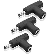 GINTOOYUN DC Power Connector Adapter 90 Degree Angle1 Male to 2 Female,5.5mm x 2.1mm DC Power Ada...