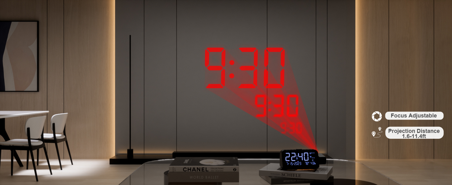 clock with projection on ceiling