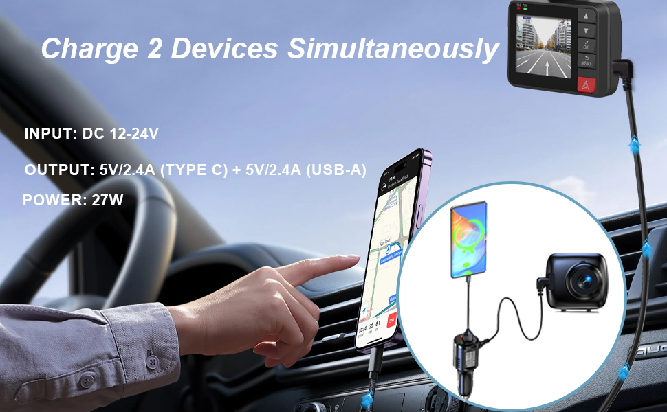 Dual Port USB Dashcam Power Adapter
