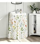 MOROBOR Floral Sink Skirt, 1 Pack Self-Adhesive Waterproof Fabric Under Sinks Curtain Skirt Hide ...