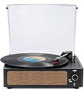 WOCKODER Vinyl Record Players Vintage Turntable for Vinyl Records with Speakers Belt-Driven Turnt...
