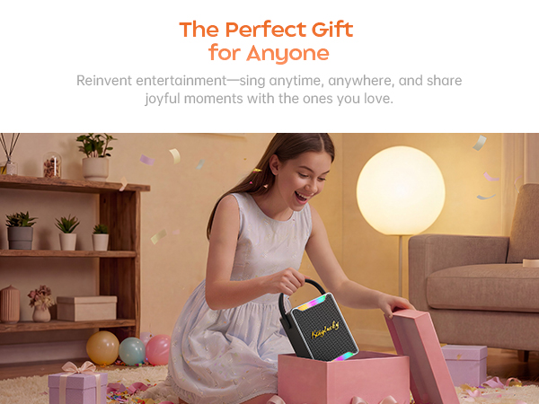 Karaoke Machine for Kids and Adults, Portable Karaoke Machine with 2 Wireless Microphones