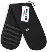 Big Red House Double Oven Mitt with The Heat Resistance of Silicone and Flexibility of Cotton, Re...