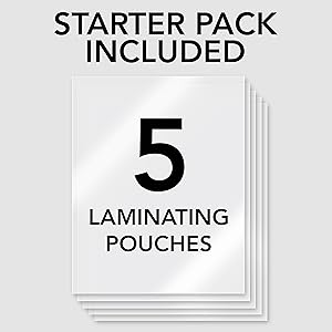 starter pack includes 5 laminatiing pouches
