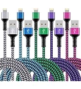 iPhone Charger [5Pack/6ft], Long Braided Lightning Cables, Fast Charging Power Adapter Cargador C...