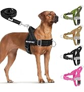 Lukovee No Pull Dog Harness and Leash Set - Adjustable Soft Padded Vest with Front Clip for Easy ...
