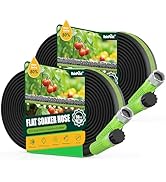 RAINPOINT 100FT Flat Soaker Hose for Garden (50FT x 2 Pack), Flexible &amp; Leakproof Drip Hose with ...