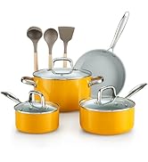 Cook N Home Pots and Pans Set Non Stick, 10-Piece Hard Anodized Nonstick Ceramic Cookware Set, In...