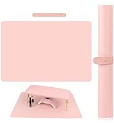 (MAT ONLY) Pink Nail Art Table Mat, Foldable Nail Art Hand Rest Pad for Nail Arm Rest Cushion, So...