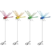 Hdeoops 4 Pack Dragonfly Clip, 3D Small Fake Dragon Fly Clips, Garden Stakes Decor, Dragonflies D...