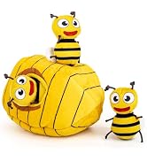 Hollypet Hide and Seek Squeaky Dog Toy, Designed Interactive Puzzle Plush Stuffed Puppy Toys, Bees