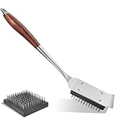 KULUNER Premium Grill Brush and Scraper - Solid Wood Handle, Scratch-Free Stainless Steel Bristle...