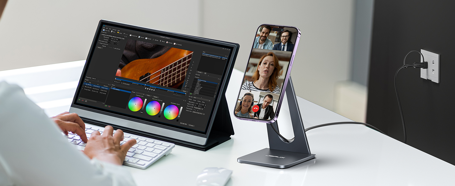 JSAUX Magnetic Wireless Charger Stand Compatible with MagSafe Charger