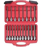 AMM 19-Piece 3/8 Inch Drive Extra Long Allen Hex Bit Socket Set, Standard SAE &amp; Metric (1/8-Inch ...