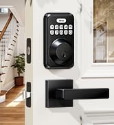 Veise Keyless Entry Door Lock with 2 Lever Handles, Electronic Backlit Keypad Deadbolt Set for Fr...
