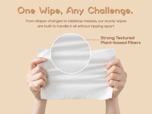 Thick rip-proof bamboo wipes for heavy-duty family cleaning, diaper change, and tabletop messes.