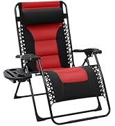 JEAREY Oversized Padded Zero Gravity Chairs, Folding Lounge Chair Outdoor Patio Recliner, Anti Gr...