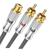 EMK Gold-Plated RCA Y-Splitter 2 Male to 1 Female Extension Cable RCA Splitter - Shielded Design ...