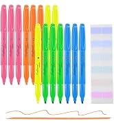 craftinova Assorted Colors Fluorescent Highlighters, 15 Count, with 120 Pcs Sticky Index Tabs, Ch...
