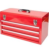 BIG RED ANTBD133-XB Torin 20.5" Portable 3 Drawer Steel Tool Box with Metal Latch Closure, Red