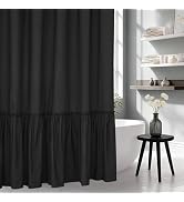 Seenus Soft Microfiber Ruffle Shower Curtain with Waterproof TPU Backed, French Country Ruched Bl...