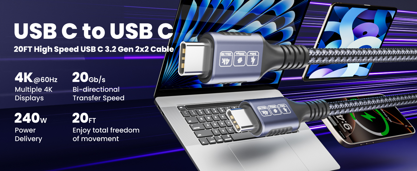 usb c to usb c cable 20 ft 20ft usbc cable 20&amp;#39; usb c cable usb c to usb c cable 20ft