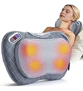 ALLJOY Shiatsu Neck and Back Massager with Heat &amp; LCD Display - Cordless Electric Massage Pillow ...