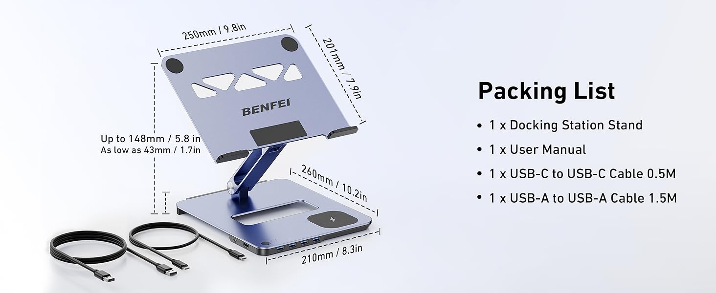 BENFEI Laptop Stand with USB C 6in1 Docking Station