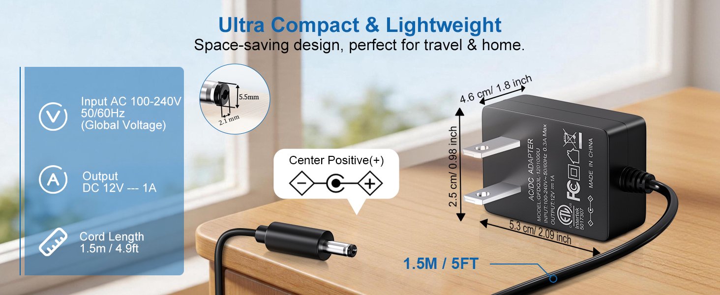 Power supply 12V 1A 1000mA 1Amp ac dc adapter transformer charger cord DC in 12V 500mA 800mA plug