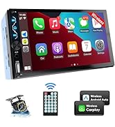 Double Din Car Stereo with Wireless Carplay and Wireless Android Auto,7 Inch Full HD Touchscreen ...