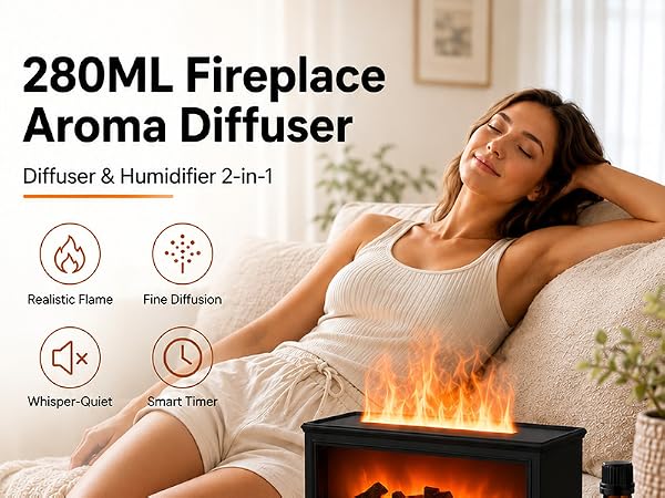 280mL fireplace aroma diffuser