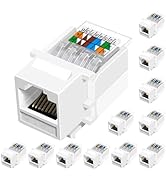 NataLink Cat6 RJ45 Keystone Jacks Toolless 12-Pack, Female RJ45 Connectors, Ethernet Keystone Jac...