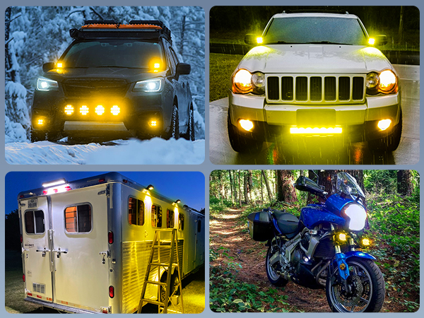 4 Inch 60W Amber LED Pods with Wiring Harness kit