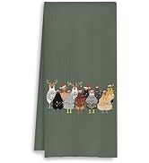 COWEB Chicken Christmas Kitchen Towels, Farmhouse Chicken Christmas Dish Towels for Kitchen, Chic...