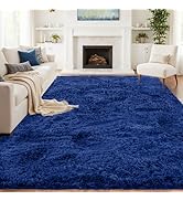 8x10 Area Rugs for Living Room Rug: Soft Fluffy Shag Blue Rugs for Bedroom, Non-Slip Large Fuzzy ...