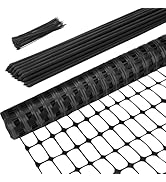 Ohuhu Plastic Snow Fence Set, 3.4FTx100FT Garden Fence Roll with 25-Pack 4FT Stakes Temporary Saf...