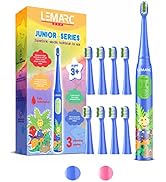 LEMARC USA Supersonic Kids Electric Toothbrush 8 Dupont Brush Heads, USB Rechargeable, Vibration ...