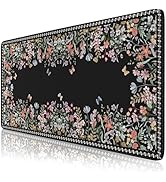 HAOCOO Floral Desk Mat, Large Mouse Pad for Desk, Black Computer Desk Mat, with Non-Slip Rubber B...