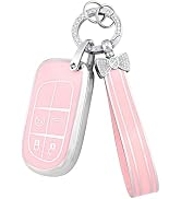 PIFOOG Pink Key Fob Cover for Jeep Cherokee Grand Cherokee Compass Renegade Bling Keychain 