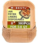 M-bestl 380 Pcs Air Fryer Liners Disposable, Food Grade Parchment Paper Liners,Oil-Proof&amp; Non-Sti...