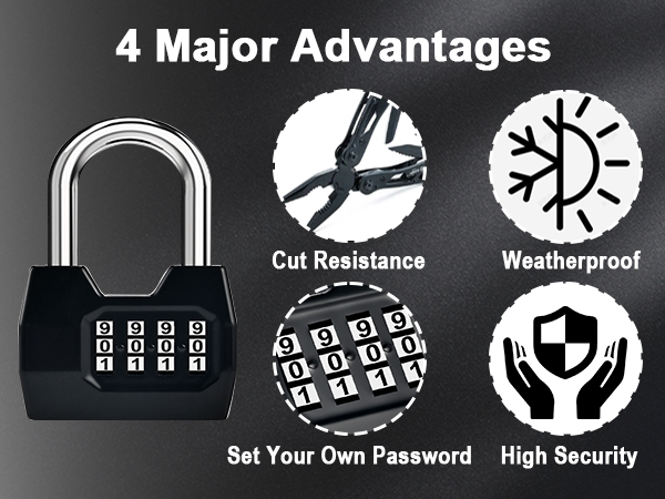 combo padlock lock for gate fence