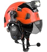 GREEN DEVIL Hard Hat Safety Helmet with Visor Bluetooth Ear Muffs and Headlamp 5 in 1 Full Protec...
