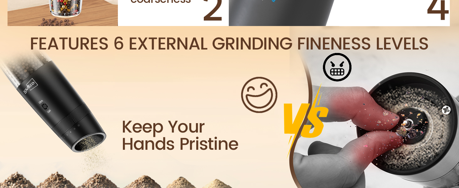 Feature 6 external grinding fineness levels