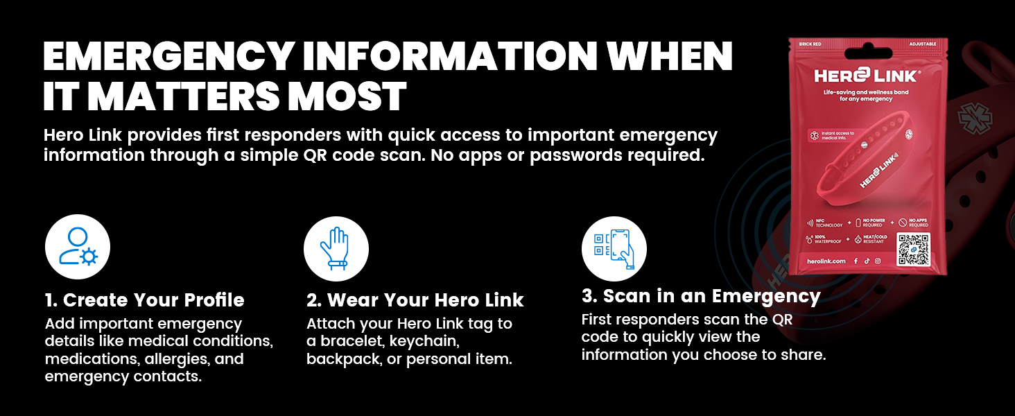 hero link emergency bracelet first responders scan