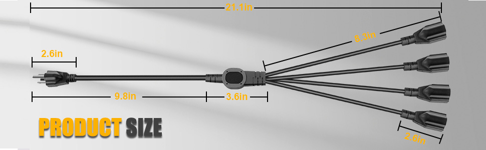 extension cord splitter size 