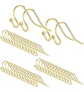 14K Gold Plated Earring Hooks, [200 PCS /100 Pairs] Hypo-allergenic Ear Wires Fish Hook Earrings ...